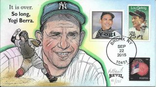 Bevil Hp York Yankees Yogi Berra " So Long Yogi Berra " Dod Sc 2417 4871