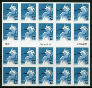 United States Scott 3830a Egrets Booklet Of 20 Never Hinged