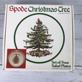 Vintage Spode Christmas Tree Set Of Four 7 3/4 " Salad Plates