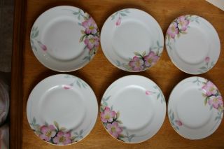 Set Of 6 Noritake Azalea Pink Flower 6.  25 " Dessert Plates - Handpainted