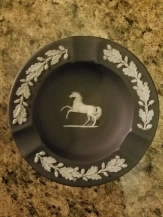 Vintage Rare Wedgwood Black Basalt Jasperware Rearing Horse Stallion Ashtray