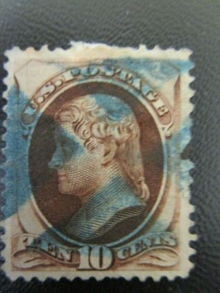 U.  S.  Scott 139 10 Cent Jefferson Brown Hinged Stamp