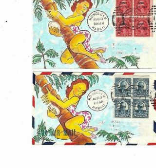 647 - 648 Fdc Block Set Hand Painted On Nickles Cov Hawaii Sesquicentennial 2c & 5