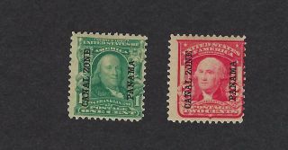 Canal Zone Scott S 4 And 5 Hinged Stamps