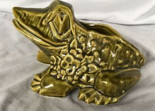 Mccoy Green Frog Planter Vase Vintage Toad