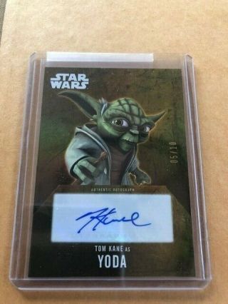 (1) Star Wars Evolution Tom Kane " Yoda " Authentic Gold Autograph 10 Made