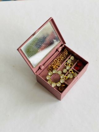 Dollhouse Miniature Metal Pink Jewelry Box