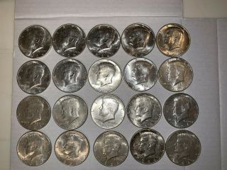 1964 Kennedy Half Dollars - Roll Of 20 - $10 Face Value 90 Silver