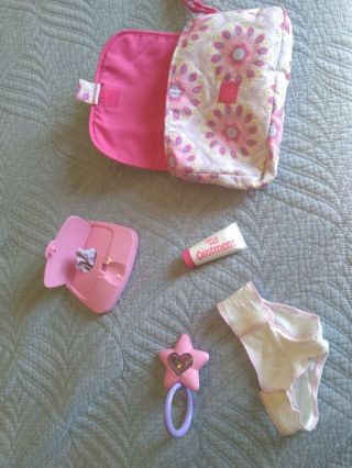 Bitty Baby Diaper Bag Ointment,  Rattle,  Diaper,  Wipes
