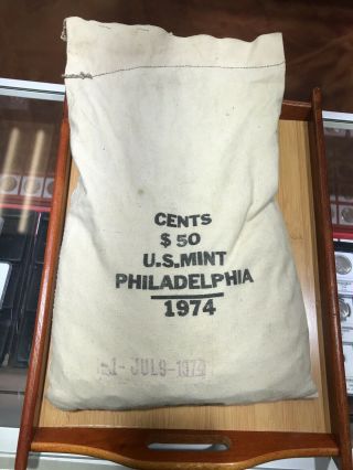 1974 P Bank Bag Of Uncirculated Pennies Cents $50 Face 5000 Coins