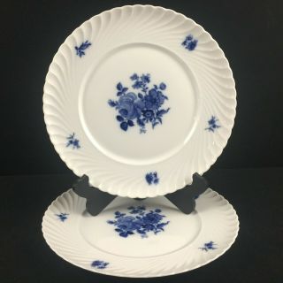 Set Of 2 Vtg Dinner Plates Royal Tettau Copenhagen Rose Blue And White Germany