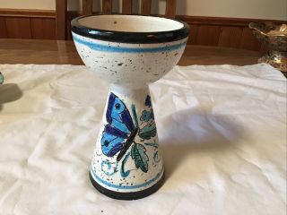 Vintage Rosenthal Netter Ceramic Candle Holder Butterfly Decor 6 3/4” Tall