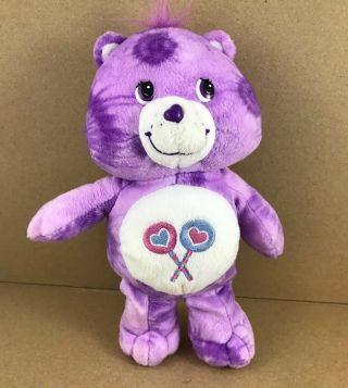 2003 Care Bears Share Bear Hugging Lollipop Purple Plush Stuffed 11 " Bear