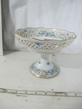 Vintage Schumann Arzberg Germany Reticulated Forget Me Not Compote