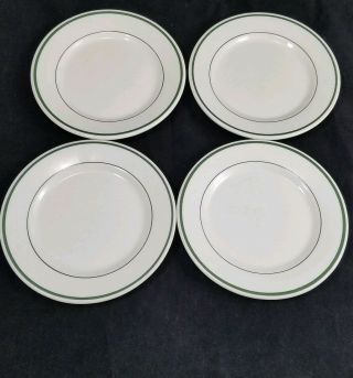 Set Of 4 Warwick China Green Stripe Restaurant Ware 6 1/4 " Plates Marked 1946
