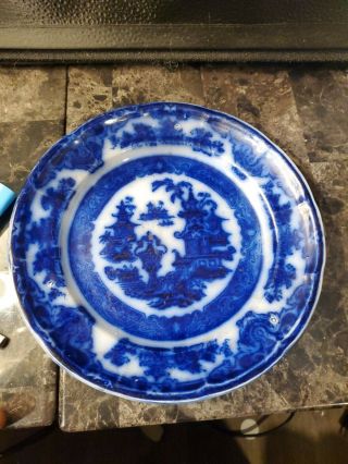 Antique Old England 8 " Plate Podmore Walker & Co Pw&co Flow Blue White