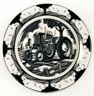 Slice Of Life Tractor 222 Fifth Black & White 8 1/4 " Salad Plate By Chris Gall