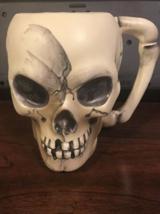 Halloween Vintage Norcrest Japan Skull Head Coffee Mug Bone Handle Ceramic
