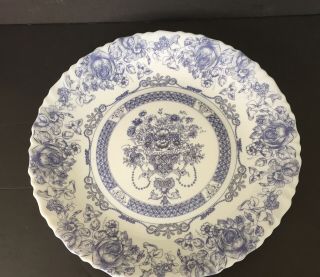 Vintage Arcopal Honorine Dinner Plate Blue And White 10 1/2“ Dinner France
