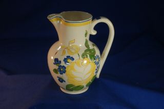 Vintage Red Wing Usa Pottery Yellow And Blue Flowers Pitcher Redwing