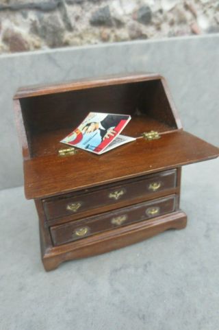 Miniature Dollhouse House Of Miniatures Chippendale Slant Front Desk - Assembled