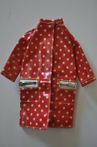 Vintage Francie Raincoat 1965 Red Polka Dot Barbie Clothing
