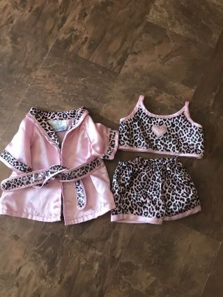 Build - A - Bear Babw Pink Cheetah Print Pajamas Pjs 3 Piece Set (t65)