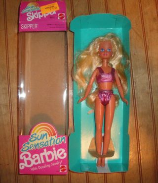 Mattel 1991 Barbie Skipper Sun Sensation With Dazzling Jewelry 1446 In Open Box