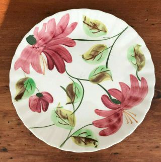 Southern Pottery Blue Ridge 8 - 1/4 " Salad Plates Set Of 4 Cyclamen Red Flowers
