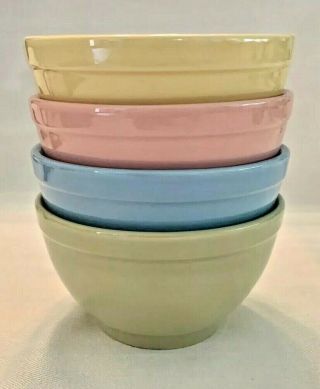Pottery Barn Porcelain Ceramic Set Of 4 Easter Egg Bowls 5 1/2 " Stackable Pastel