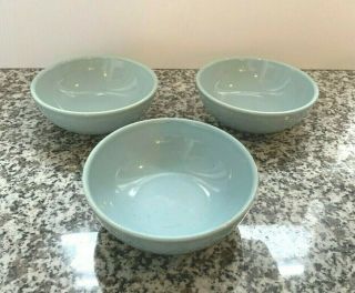 Vintage Russel Wright Iroquois Casual Blue Bowls Set Of 3 5 " Bowls