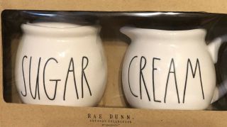 ☀️new Rae Dunn Ll Sugar And Cream Gift Set Creamer Pitcher Cellar Ceramic Htf