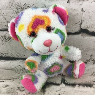 Build A Bear Small Frys 6” Teddy Bear Plush Colorful Hearts Soft Stuffed Animal