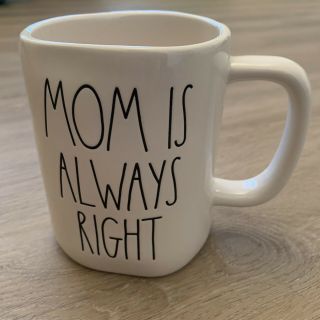 Rae Dunn “mom Is Always Right” Coffee Cup Mug Beige W/ Black Letters