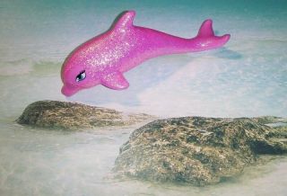 Mattel Barbie 4 " Pink Dolphin Swim N Dance Mermaid Tale Sparkle Glitter