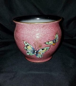 Vintage Coronet Art England Pottery Porcelain Bowl Enameled Butterfly Design