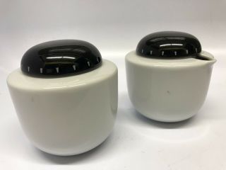 Dansk Ditto Dinnerware Pattern Sugar And Creamer Set White With Black Lid