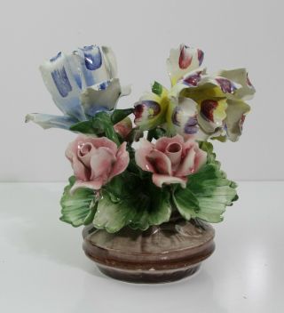 Capodimonte Made In Italy Ceramic Vase With Flowers