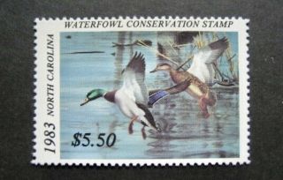 1983 North Carolina State Duck Migratory Waterfowl Stamp Mnhog