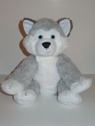 Build A Bear Siberian Husky Dog Wolf Plush Grey White Stuffed Animal 13 " Toy Euc