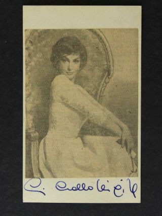 Italian Actress Gina Lollobrigida Autograph 3 X 5 Index Card With Photo Insert