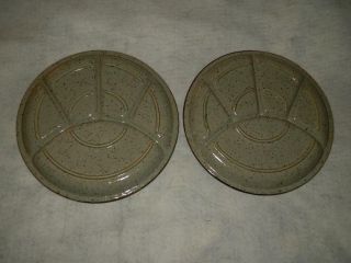 2 Otagiri Hand Crafted Mariner Fondue Plates Divided 9 3/4 