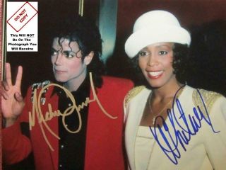 Michael Jackson Whitney Houston Signed Autograph 8x10 Photo Reprint Singer 9497