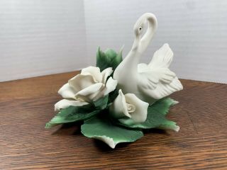 Capodimonte Swan With Roses Candle Holder