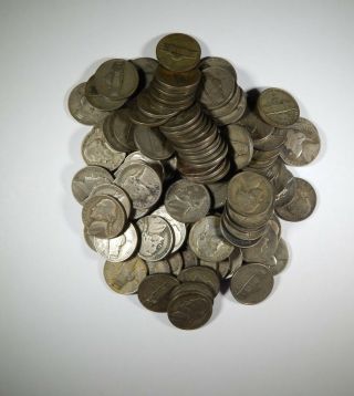 100 Junk Silver Jefferson War Nickels 1942 - 1945