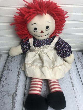 Vintage 24 " Raggedy Ann Doll With Embroidered Face