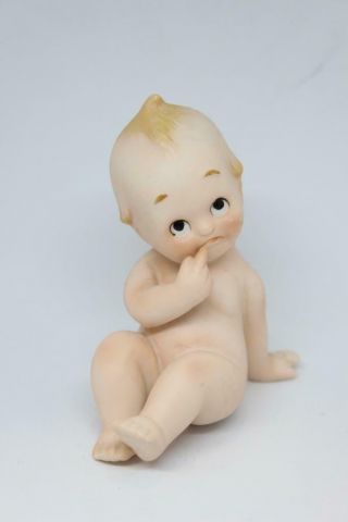 Vintage Lefton Kewpie Bisque Doll Porcelain Figurine Blue Wing Baby Kw913r