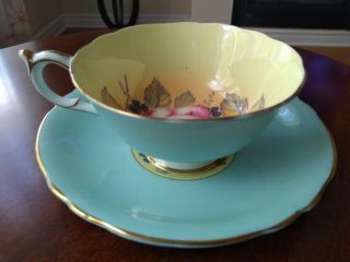 Paragon Pink Rose Blue Yellow Tea Cup And Saucer As - Is