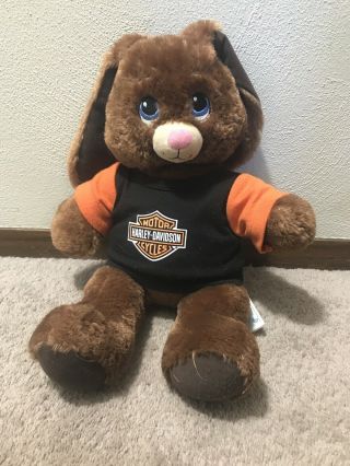 17 " Build A Bear Brown Bunny Rabbit W/ Harley Davidson Shirt Stuffed Animal