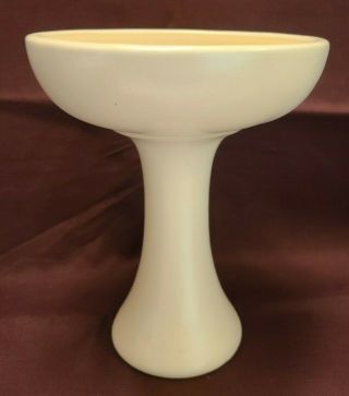 Vintage Haeger Art Pottery White Pedestal Mushroom Vase Planter Mid Century Mod